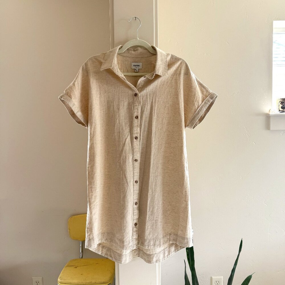Rhythm Women's Long Linen Shirt Dress